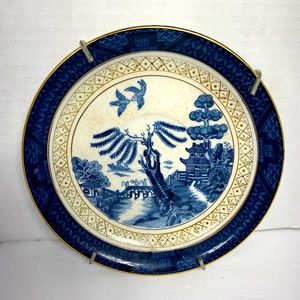 Ironstone Ware Plate Blue & white with Gold made in Occupied Japan Vintage